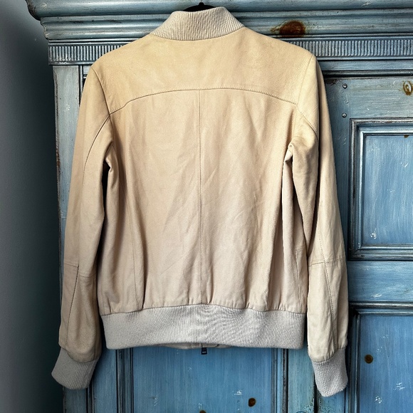 Vince Beige Lamb Leather Bomber Jacket Size S - Picture 8 of 8